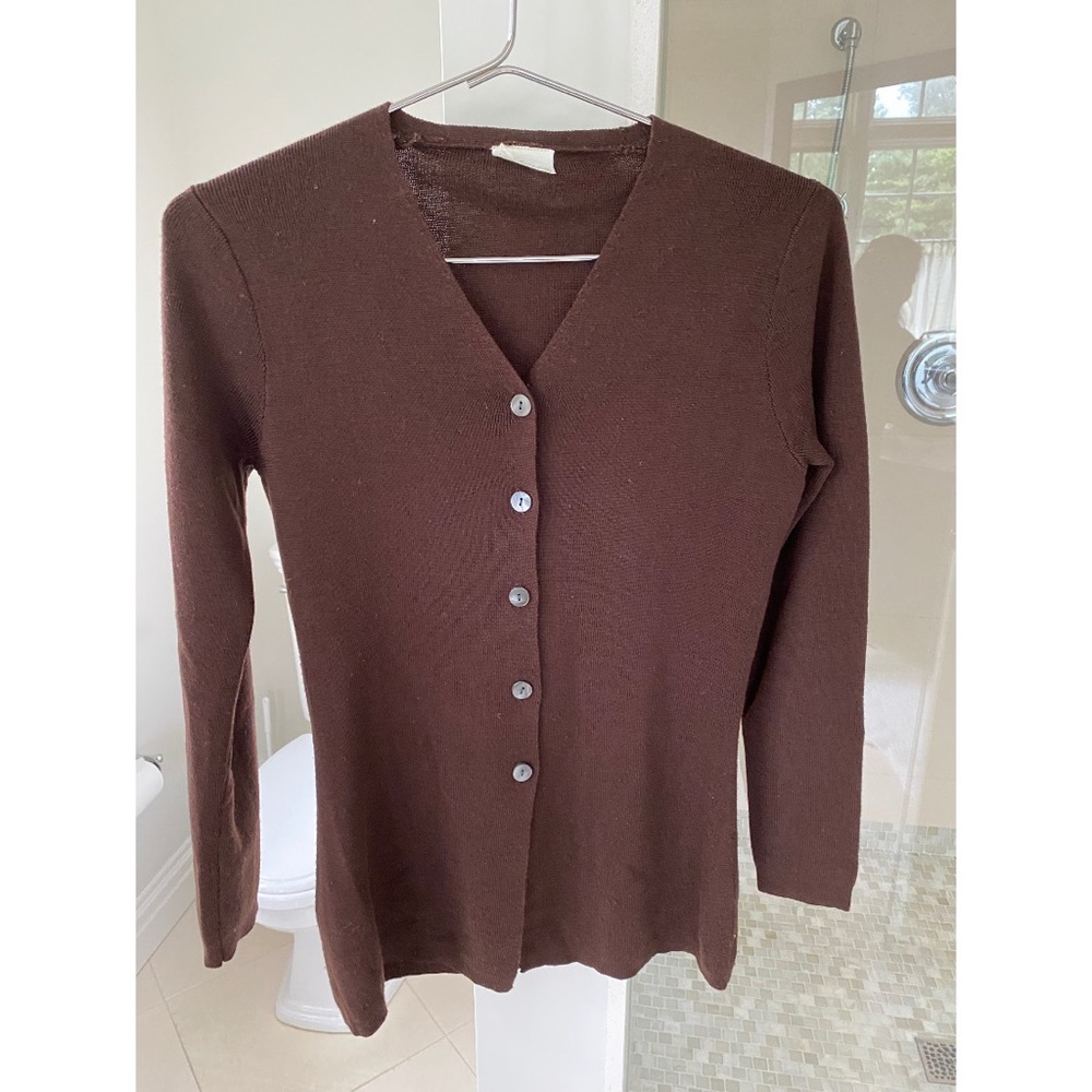 Ann Taylor merino wool ribbed fitted cardigan